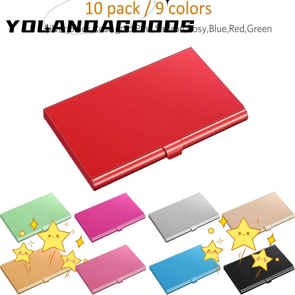 YOLA Name Card, 9.3*6cm 10 Pack Business Card Holder, Women Aluminum Credit Card Holder Business