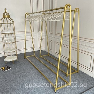 Clothing Store Display Rack Floor-standing Women's Clothing Rack Gold ...