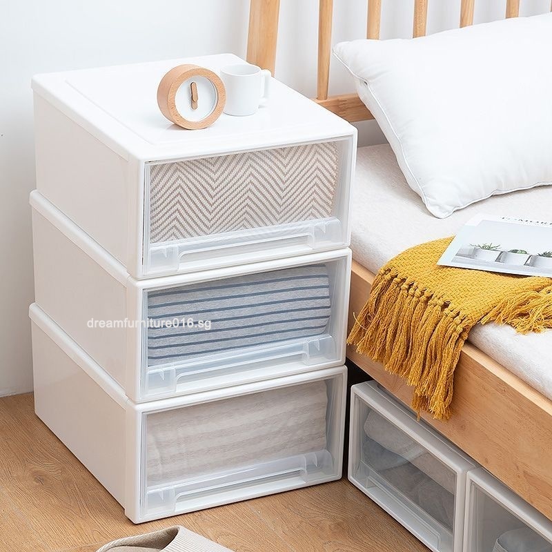 Stackable Storage Box Plastic Drawer Wardrobe Home Organizer Storage ...