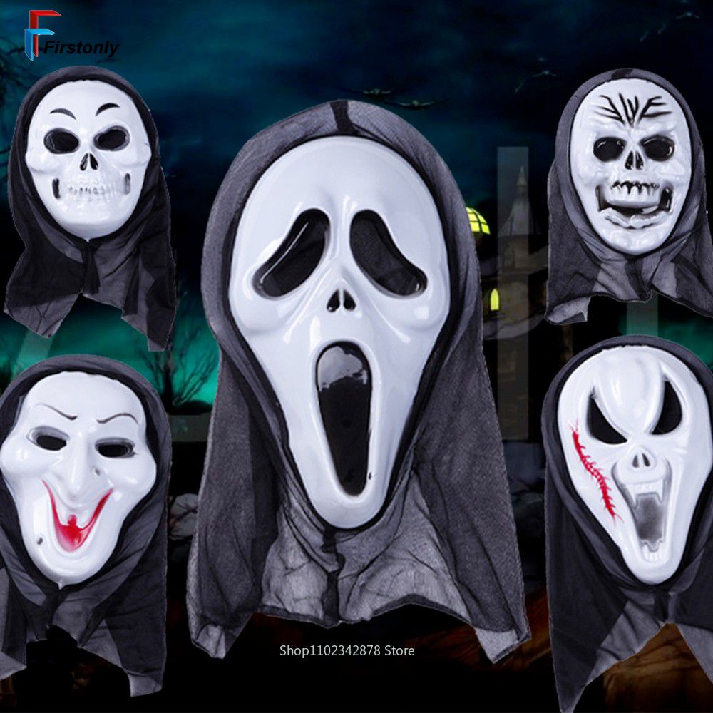 Halloween Mask Scary Ghost Face Plastic Mask Horror Killer Full Head ...