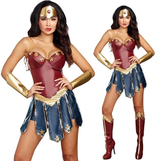 Women's DC Wonder Woman Classic Long Sleeve Dress with Cape & Lasso,  Assorted Sizes, Halloween Costume