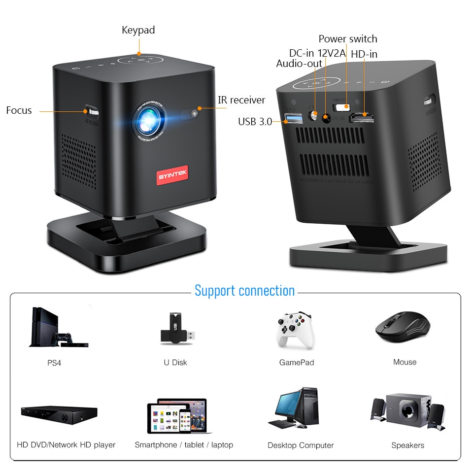 BYINTEK P19 3D 4K Cinema Home Theater 1080P Smart Android WIFI Video ...