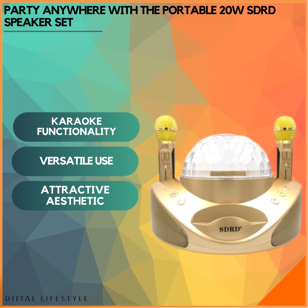 SDRD SD-308 Portable Bluetooth Karaoke Stereo Speaker with Dual Microphone  Home KTV Family Karaoke System Speaker Gift | Shopee Singapore