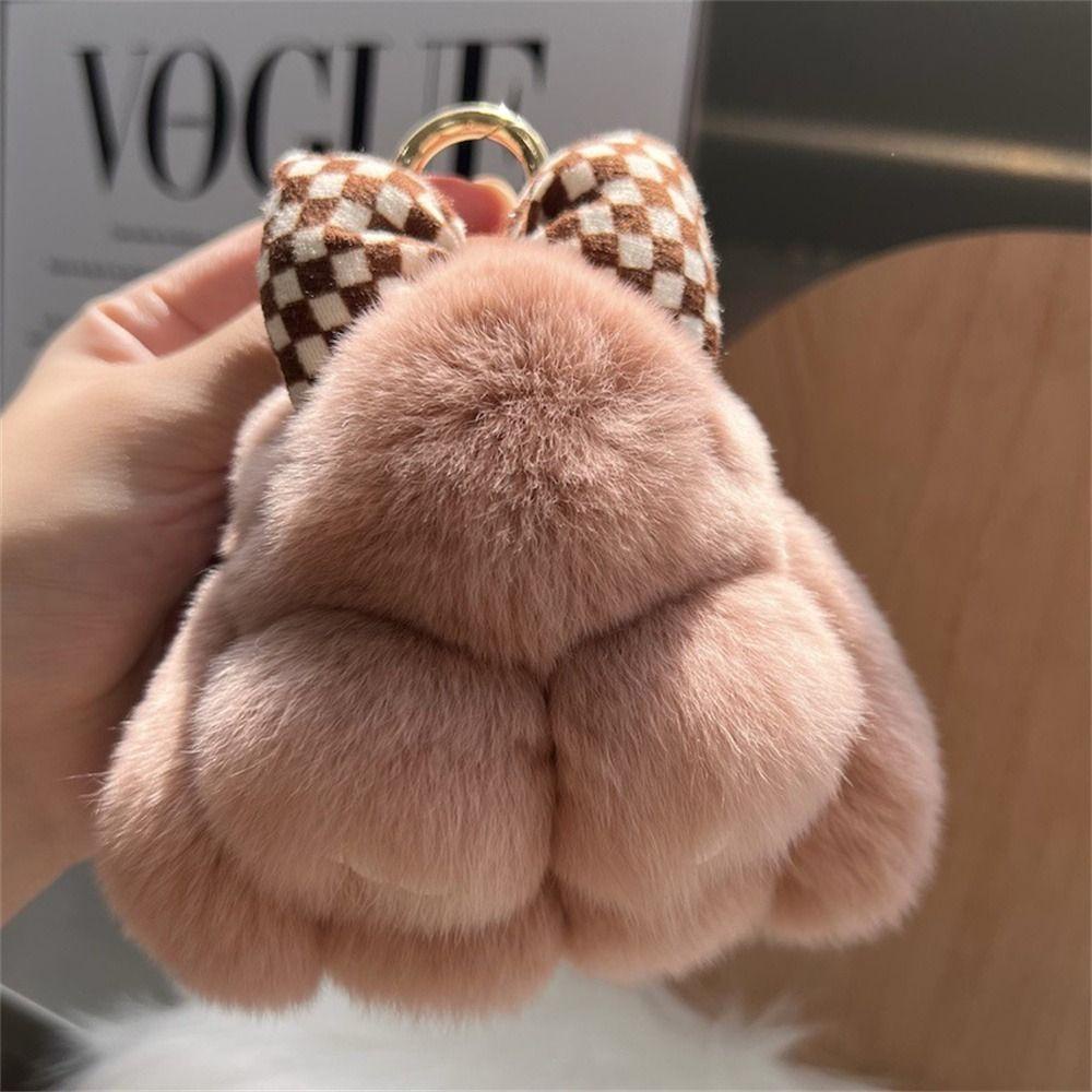 LANFY Bunny Keychain, Plush Dolls Pompoms Rabbit Fur Keychain