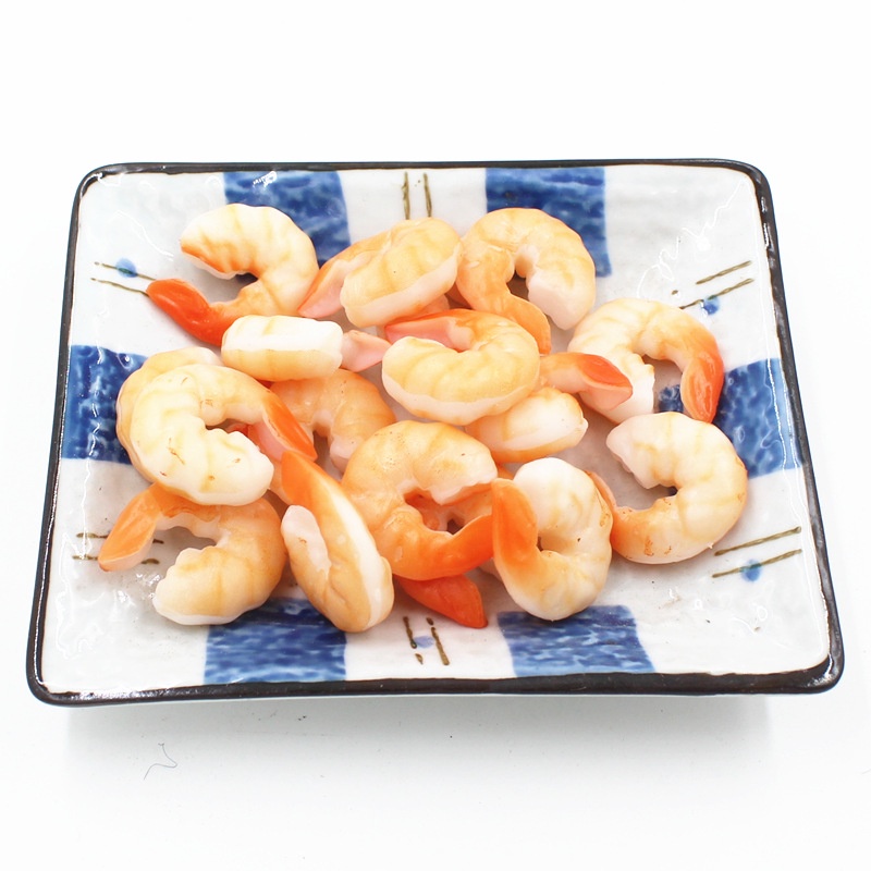 5 Pcs Artificial Mini Shelled Fresh Shrimps Food Model Simulation