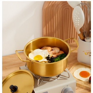 Ramen Pot, Korean Ramen Cooking Pot with Lid Aluminum Stockpot Instant  Noodles Pot Korean Ramyun Noodle Pot with Heatproof Double Handle Fast  Heating