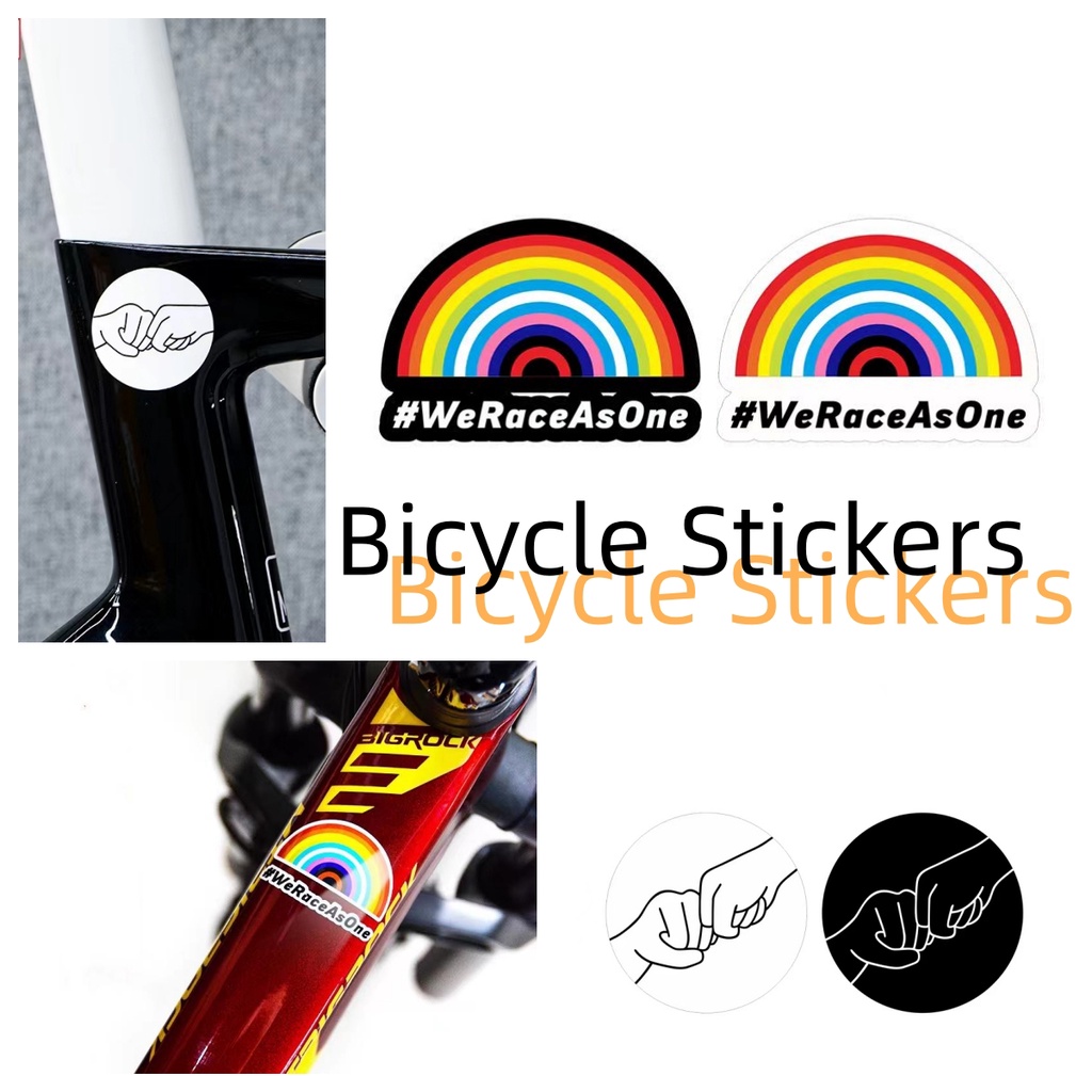 1Set Bike Frame Stickers Rainbow Punch Bicycle Decals Personalized Top