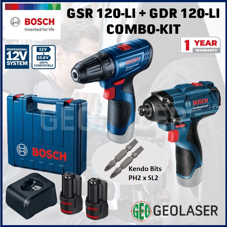 BOSCH 12V GSR 120 Li GDR 120 Li COMBO SET WITH 2 X 2AH BATTERY 1X 12V 20 CHARGER UPGRADE VERSION Shopee Singapore