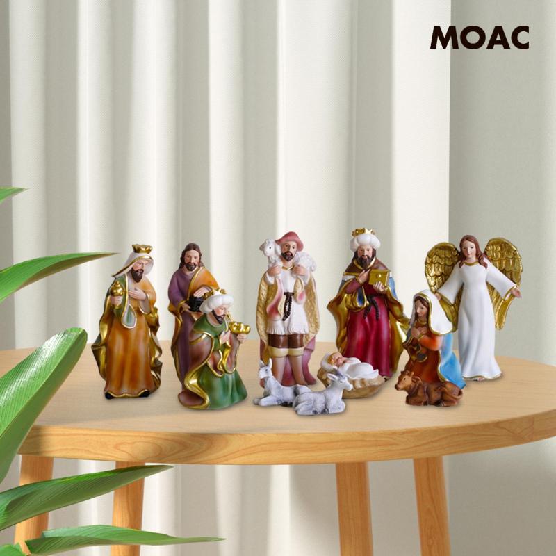 [ 11 Piece Nativity Figurine Set Nativity Statue Set Worship Ornament S