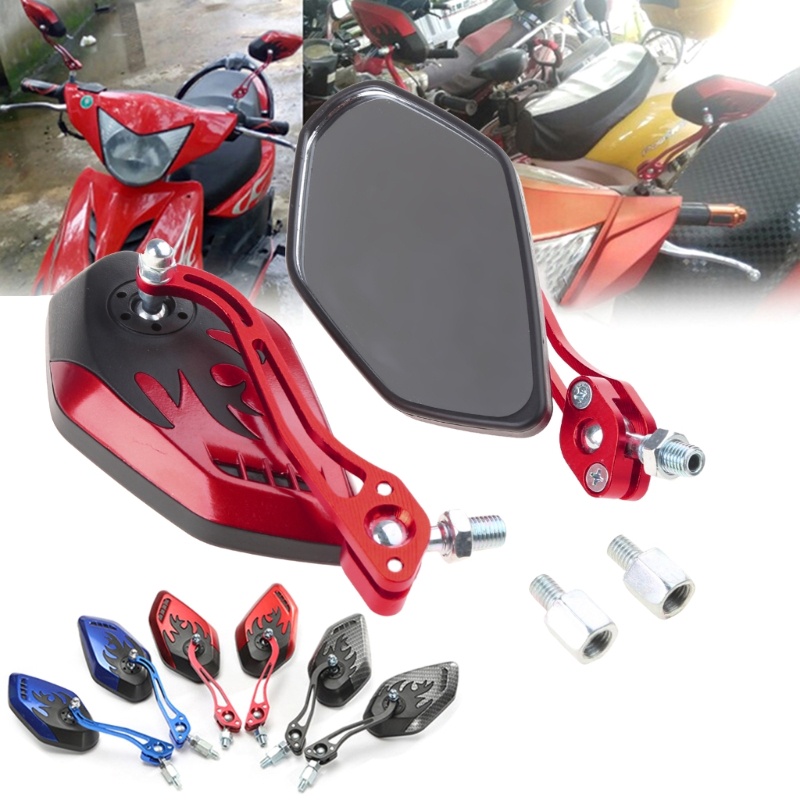 Alilin Universal Motorcycle Rear View Mirrors for M8 M10 Threaded Bolt ...