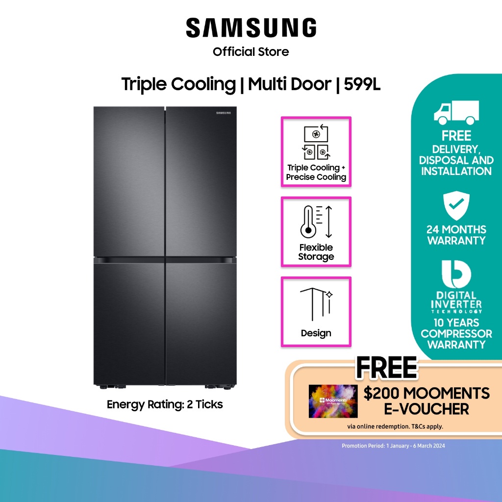Samsung RF65A93T0B1/SS, Multidoor Refrigerator, 599L, 2 Ticks Shopee