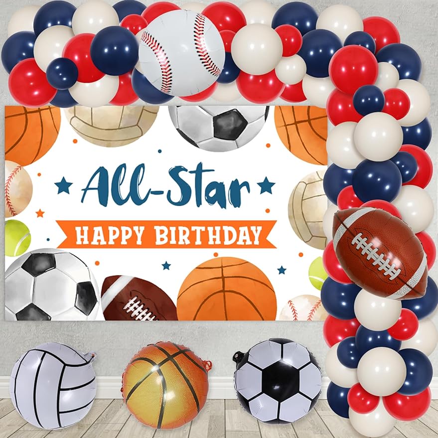 FANGLELAND Sport Birthday Party Decorations Balloon Garland Kit with