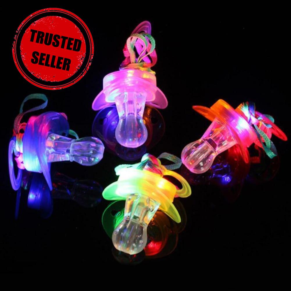 Light Up Pacifier LED Rave Party Glow Glowing Whistle Blinking Flashing