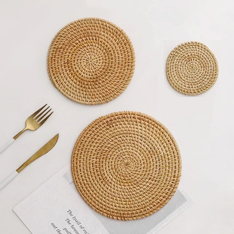 Handmade Rattan Drink Coaster Dish Coaster Vary sizes | Shopee Singapore