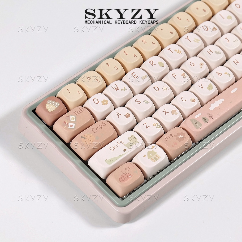 Forest Cabin Keycaps MOA Profile Cute PBT Dye Sub Mechanical Keyboard ...