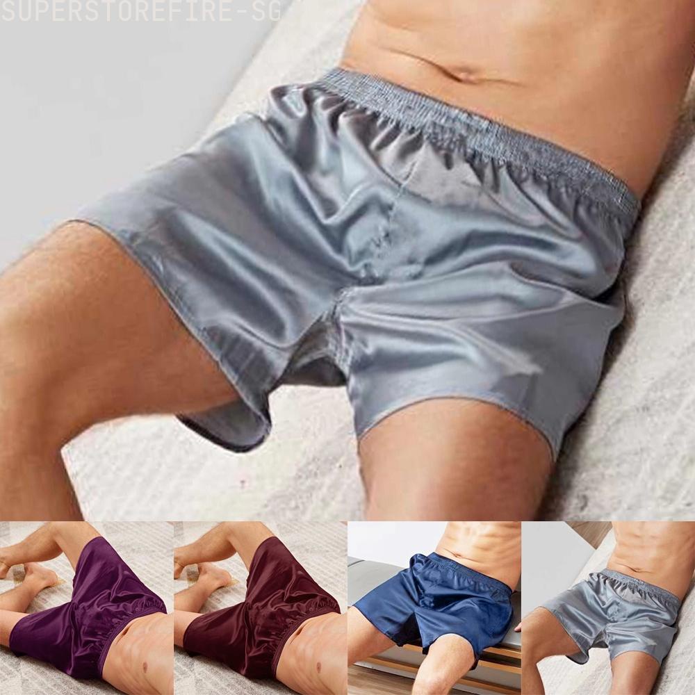 Mens Satin Boxer Shorts Silk Sleep Shorts Silk Boxers Pajama Shorts Bottoms