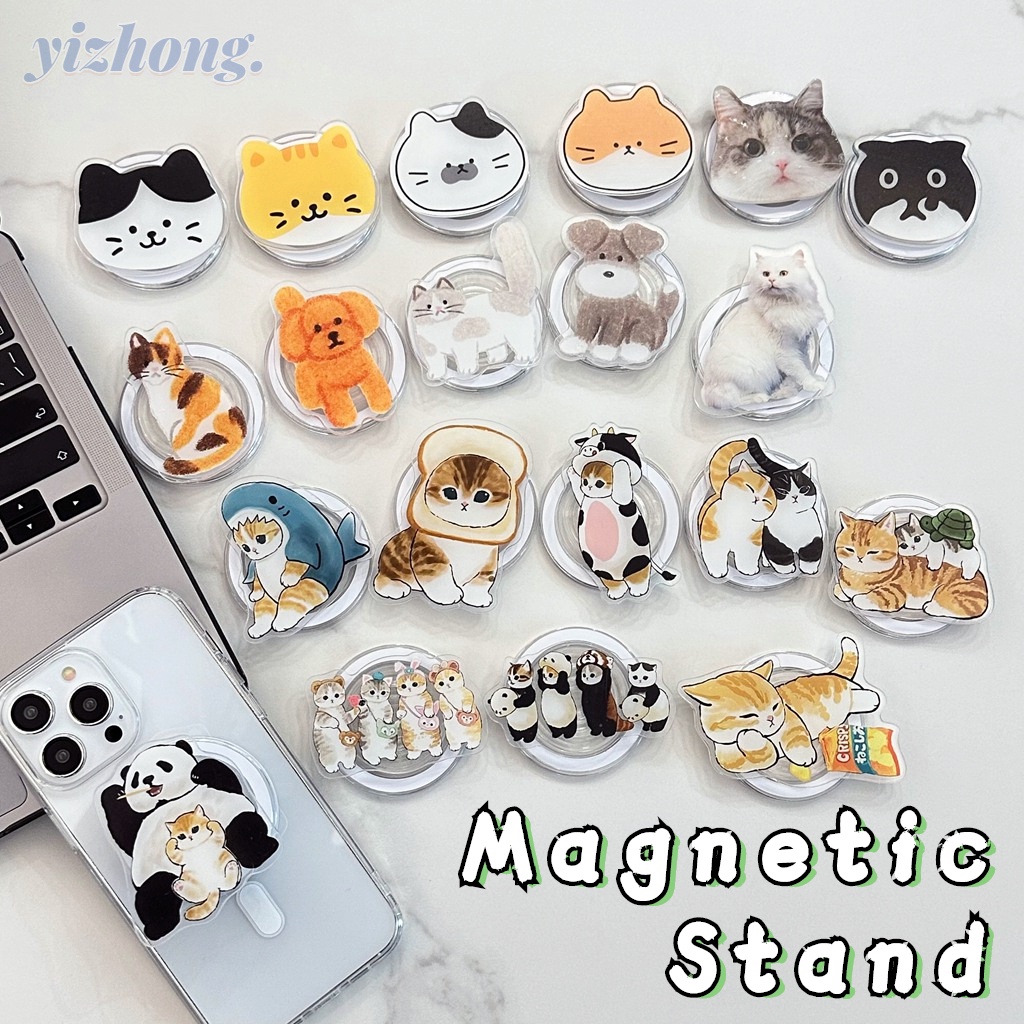 Phone Holder Kickstand Creative Magnetic Attraction Stand Lovely Cat ...