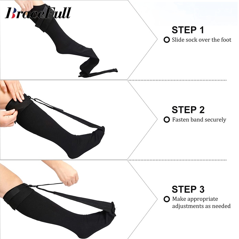 BraceFull 1 Set Foot Drop Plantar Fasciitis Night Sock Stockings Soft ...