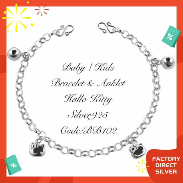 BB129 Silver 925 Baby Bracelet Anklet With Round-Shaped Bells