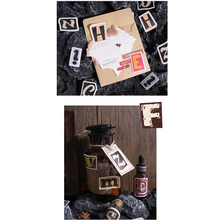 46 Pcs vintage Alphabet Letter Stickers Self Adhesive Alphabet Number ...