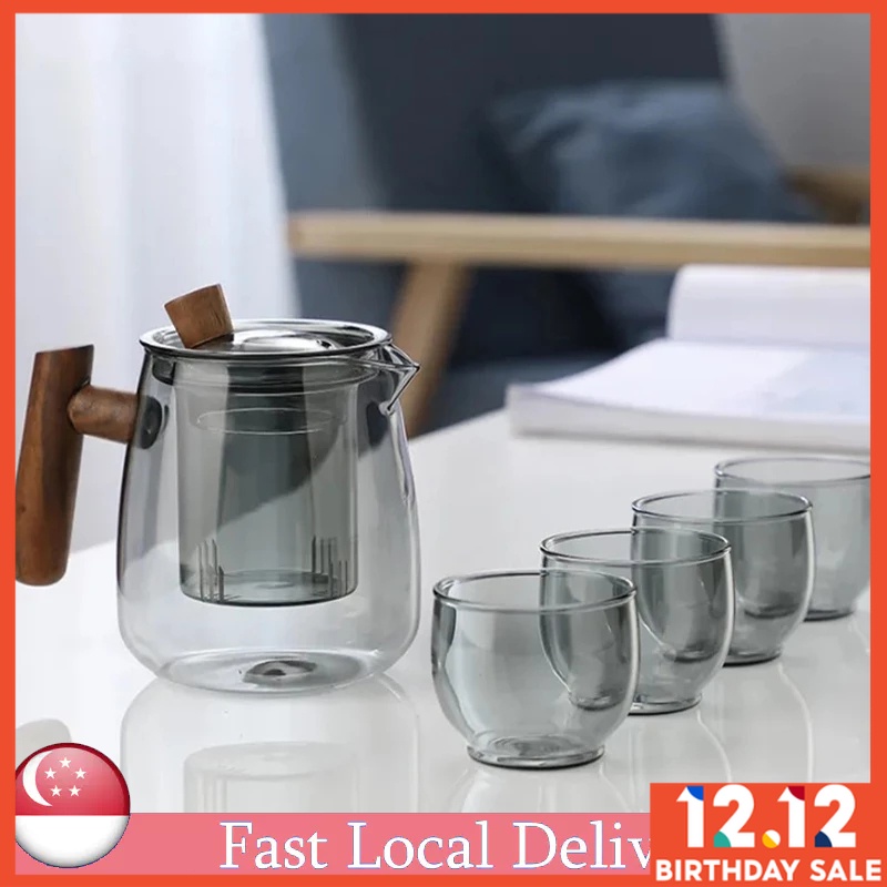 【SG STOCK】550ml Flower Teapot High Borosilicate Glass Teapot Flower