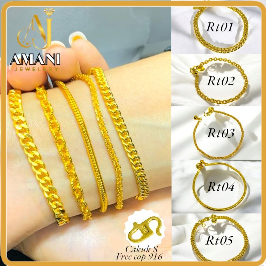 Rantai Tangan Emas Korea Cop 916 Dewasa/Kanak2 Bracelet Gold Plated 24K  Jewelry