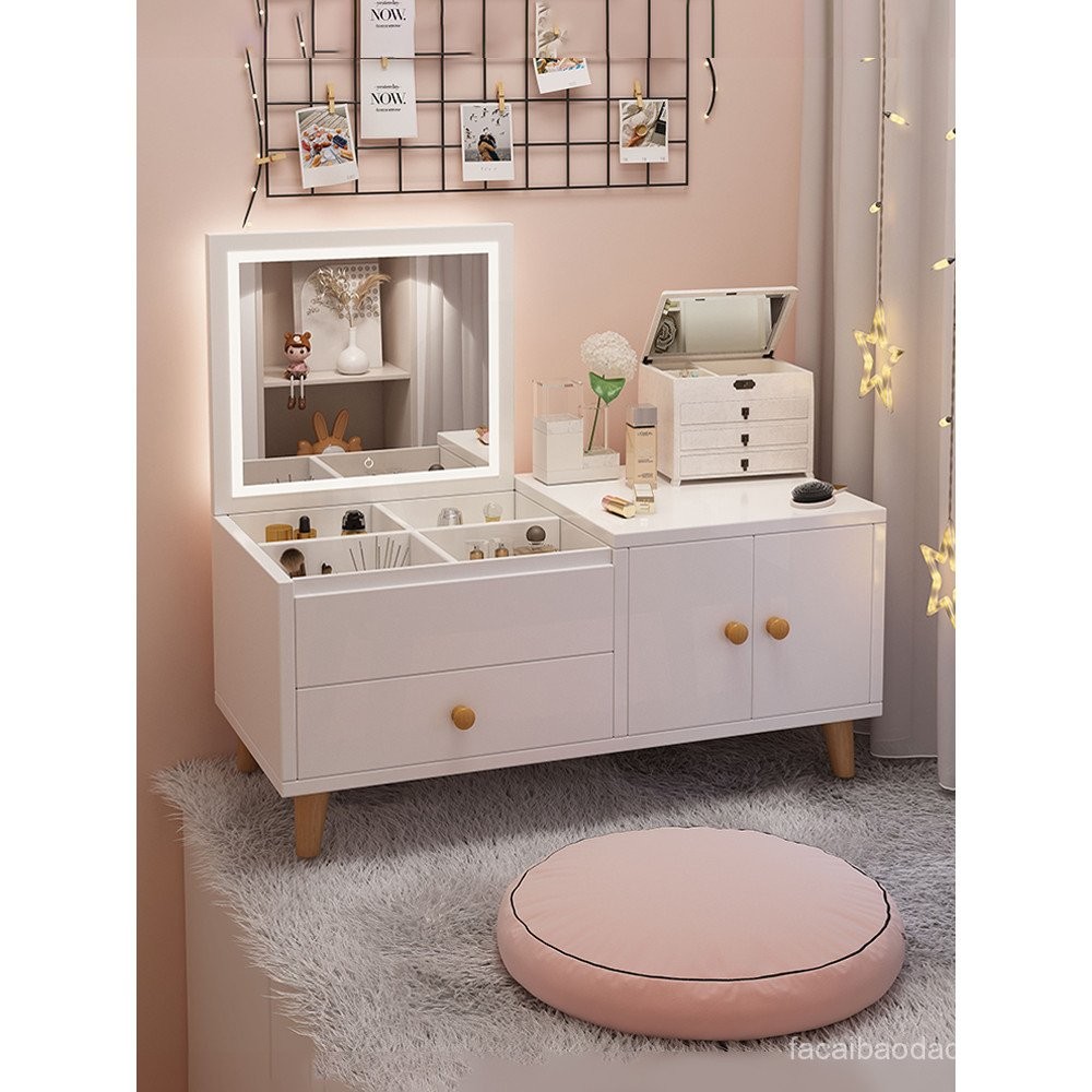 Trendy Bay Window Dressing Table Small Desk Makeup Table Storage