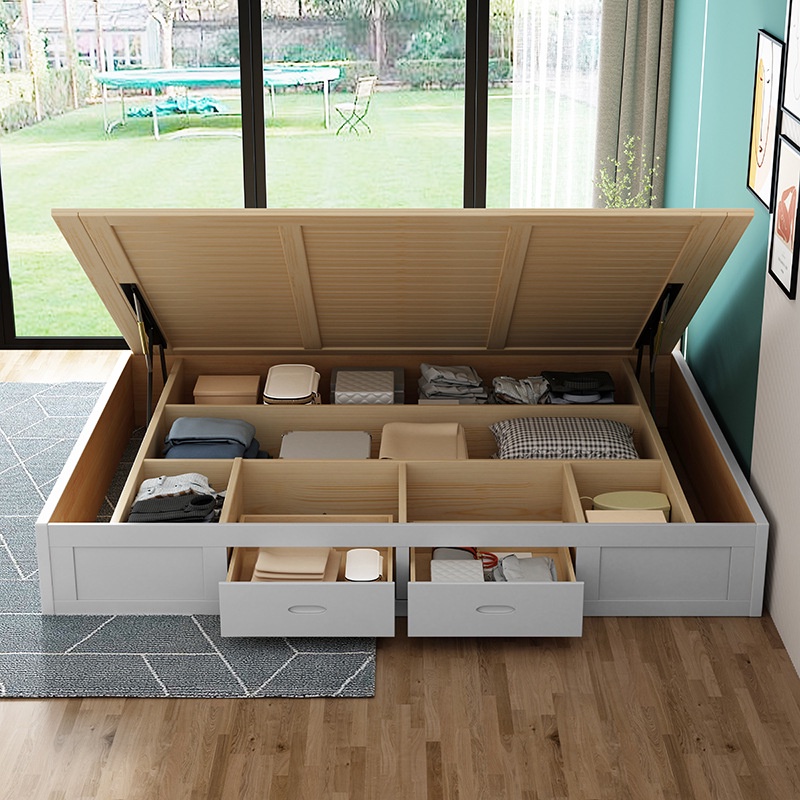 {SG Sales}HDB Storage Bed Frame with Storage Drawers Japanese Tatami Bed Solid Wood Bed Storage
