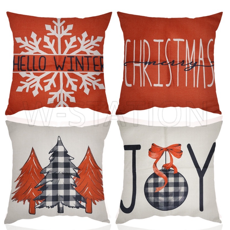 Christmas Printed Pillow Cover / Comfortable Soft Sofa Cushion / High