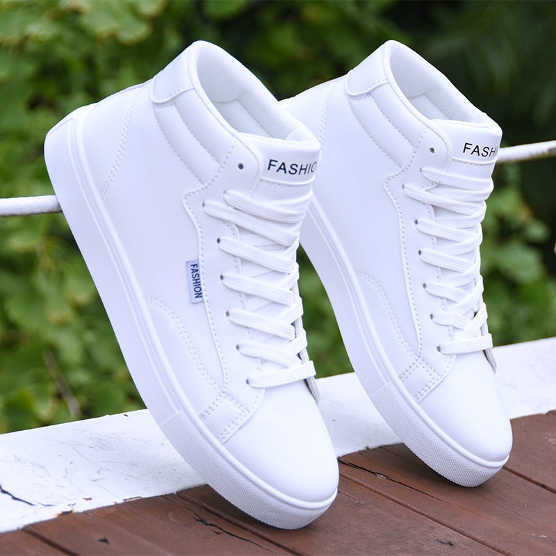 Men's all white sales high top sneakers