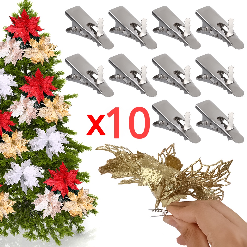 10Pcs Mini Metal Clips for Christmas Flowers Christmas Tree Flower