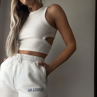 Tank Top Bandage Wrap Chest Cut Out White Halter Crop Tops Women Bare  Midriff Backless Camis Female Sleeveless Cropped size S Color White