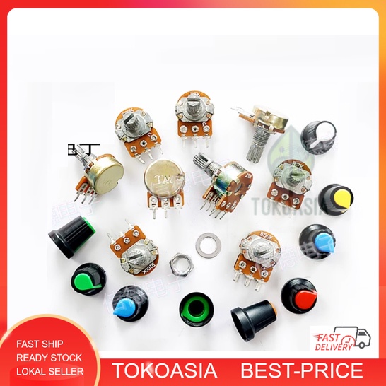 Potentio B1K- B100K 1M 3-pin - shaft 15mm amplifier volume adjustable ...