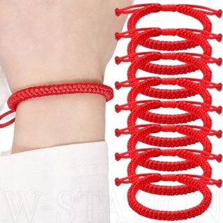 6PCS Pieces Summer String Bracelets Red Bracelet Red Cord Bracelet  Adjustable Kabbalah Red Knot String Bracelet Amulet for Protection, Evil  Eye and Good Luck for Friendship 