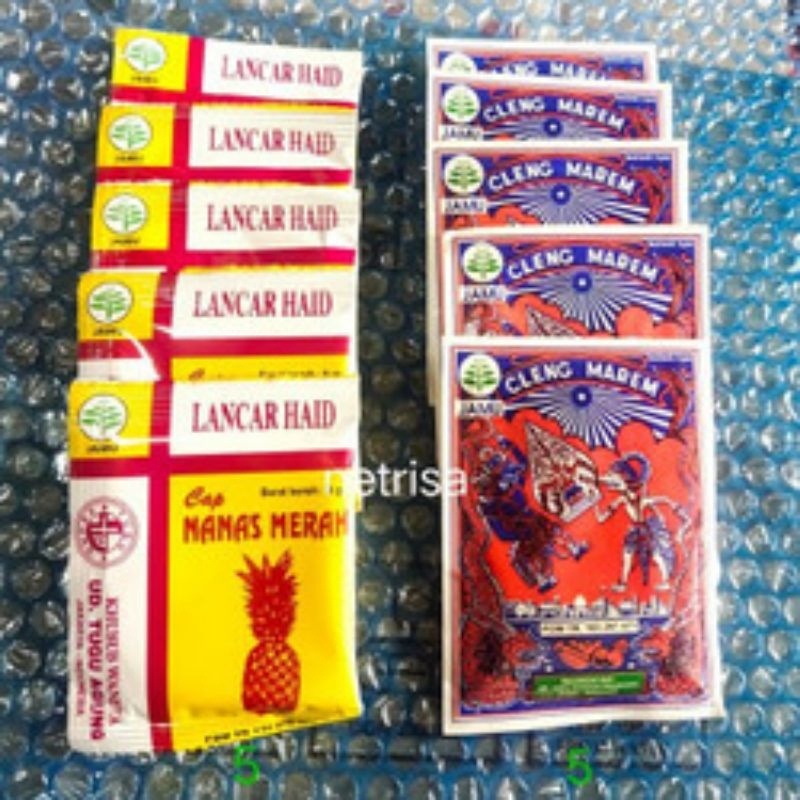 MERAH Complete herbal medicine sachet for smooth menstruation wayang ...