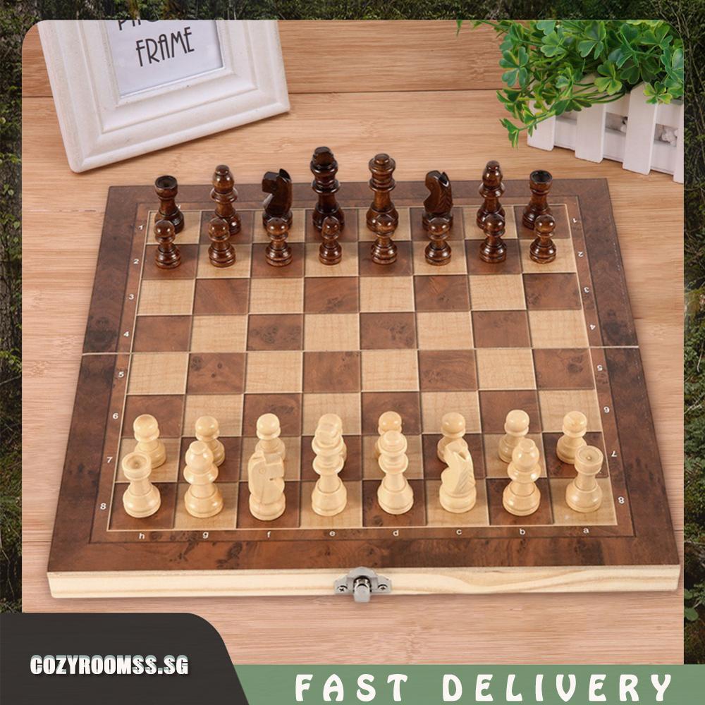 [cozyroomss.sg] 3 in 1 Chess and Checkers Game Set Wooden Travel Chess ...
