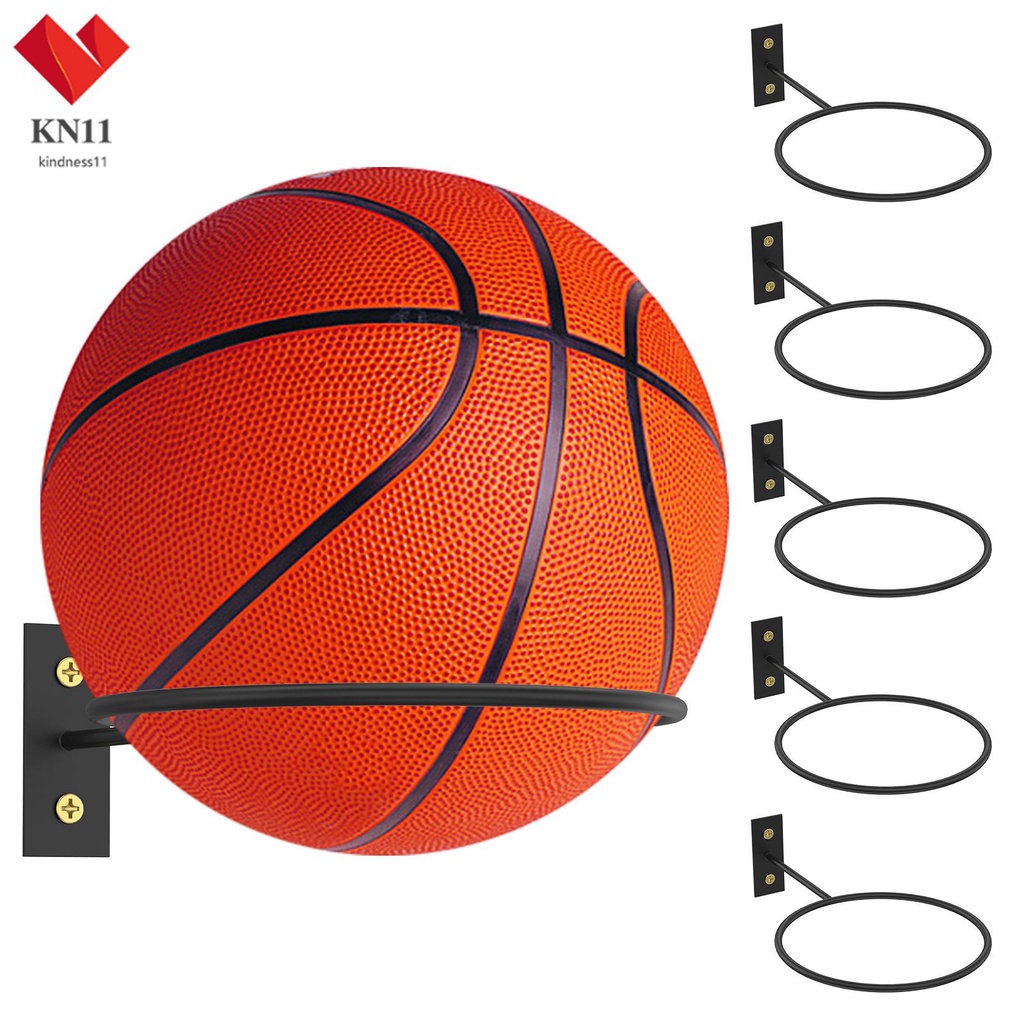 6Pcs Ball Storage Rack Wall Mounted Football Stand HeavyDuty Iron Wall