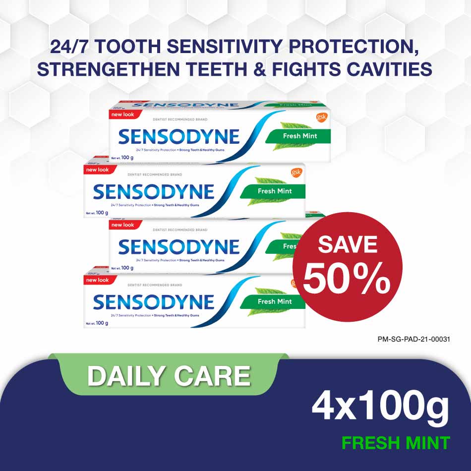 [Bundle of 4] SENSODYNE Toothpaste Daily Care, 24/7 Tooth Sensitivity Protection, Strengthen