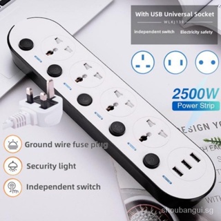 EU Plug AC Outlet Power Strip Multiprise 3m Extension Cord Electrical  Socket Smart Home 6 USB Ports Phone Charge Network Filter