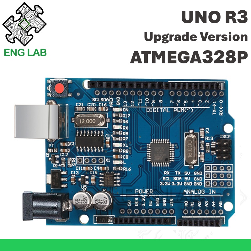 ENGLAB Arduino UNO R3 Board Upgrade Version, ATMEGA328P, Electronic ...