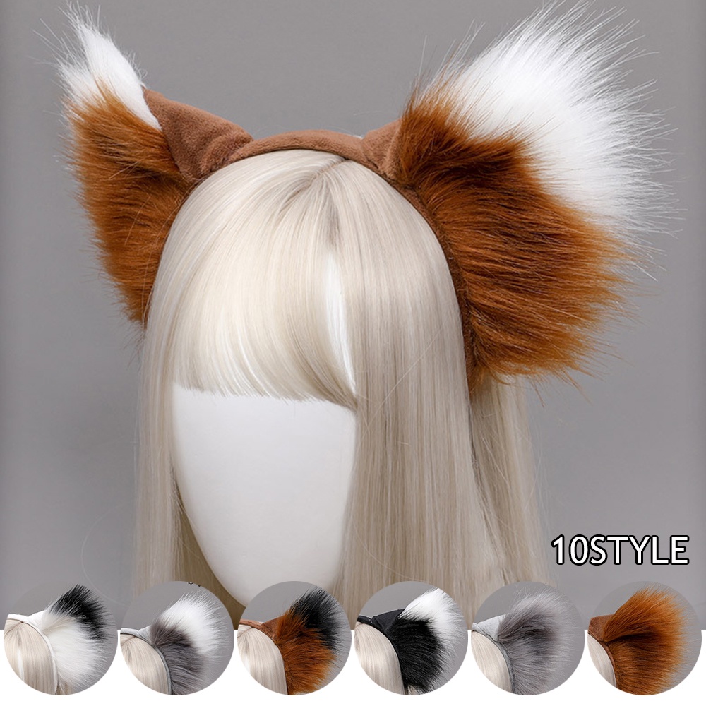 Furry Faux Fur Ear Hairbands Lolita Anime Headpieces Cosplay Hair Accessories Plush Wolf Cat