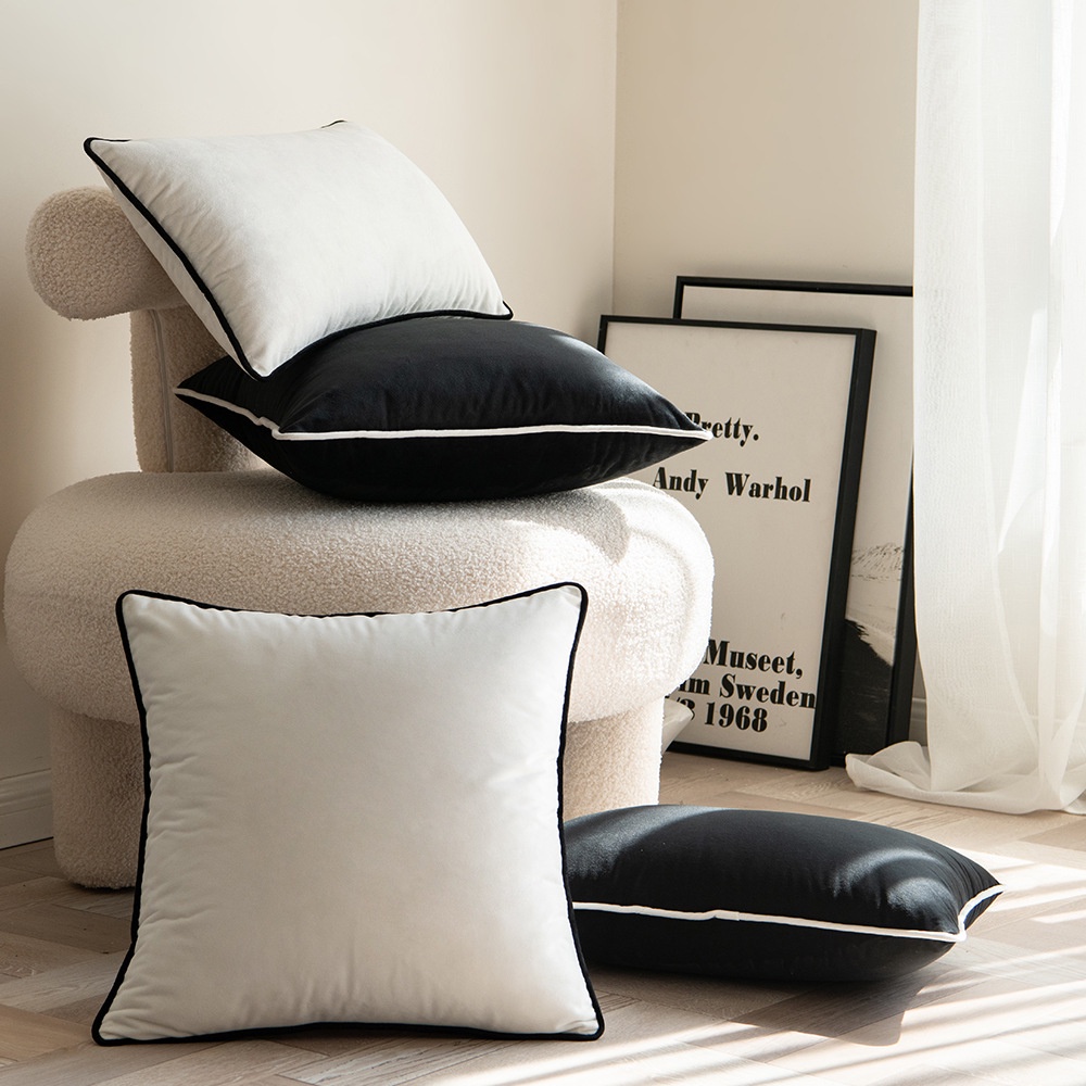 Velvet Cushion Cover Black White Nordic Cushion Covers Throw Pillow