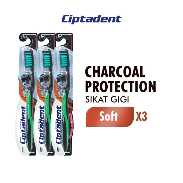 Ciptadent Toothbrush Charcoal Protection x3