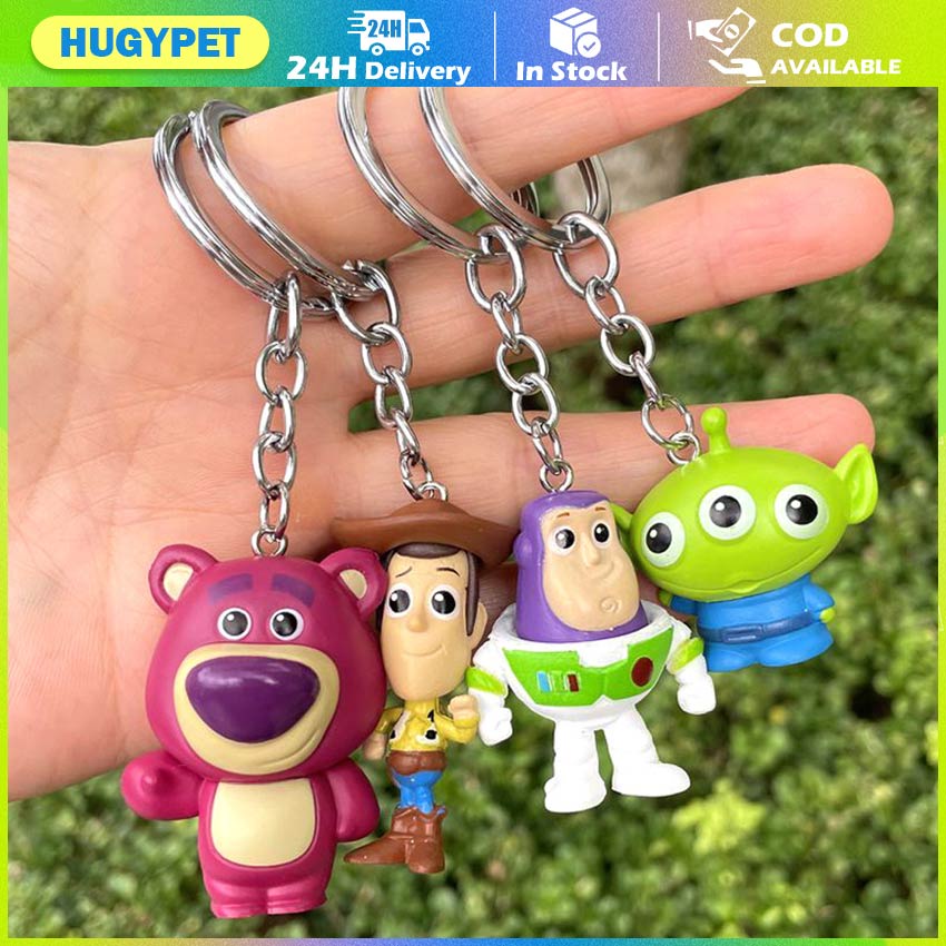 Toy Story Keychains Buzz Lightyear Woody Lotso Keyring Collection Bag Car Keys Accessory Kid