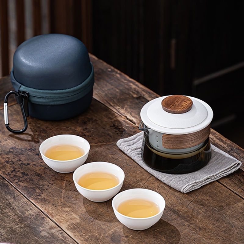 Portable Palace Style Chinese Tea Set Teapot One Pot Three Cups Travel ...