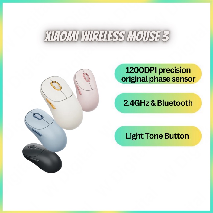 Xiaomi Mi Wireless Mouse 3 Colorful Edition 2.4GHz Bluetooth Dual Mode ...