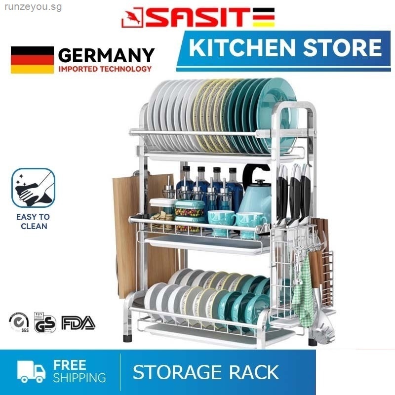 304 Stainless Steel Dish Rack Kitchen Rack 2 and 3 Tier Kitchen Dish ...