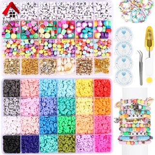 6100Pcs Clay Beads Bracelet Making Kit 24 Colors Flat Round Clay Beads  Crafts Kit DIY Clay