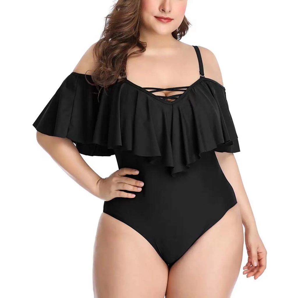 Women Flounce Off Shoulder Swimsuit Ruffle One Piece Swimsuit