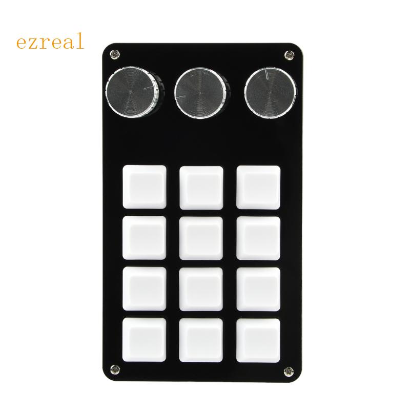 ez 12 Keys Mini Keyboard Macropad with 3 Knob Programming Keypad for